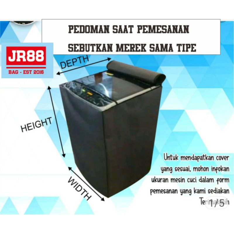 sarung mesin cuci Top loading 1 tabung (bukaan atas) & fron loading bukaan depan-1