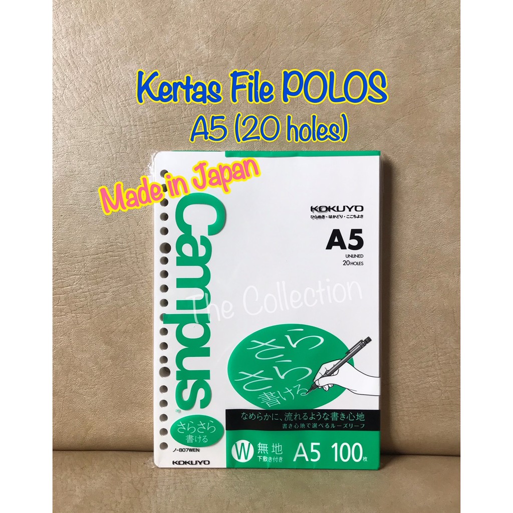 

ATK0607KY JAPAN 100lbr A5 Kertas File POLOS Tanpa Garis 086347 20 hole