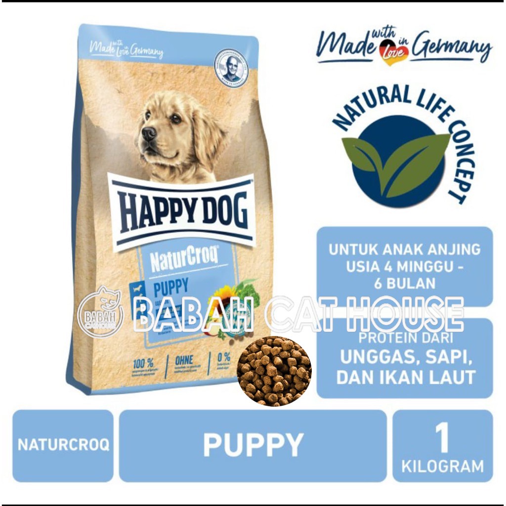 HAPPY DOG NATURCROQ PUPPY 1KG Dog Food HD Makanan Anak Anjing Kering Pencernaan Sensitiv Hapy Sensit