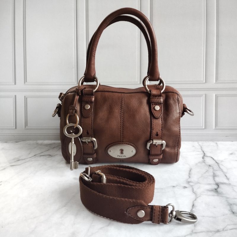 Tas Fossil Maddox Satchel Small Espresso Preloved