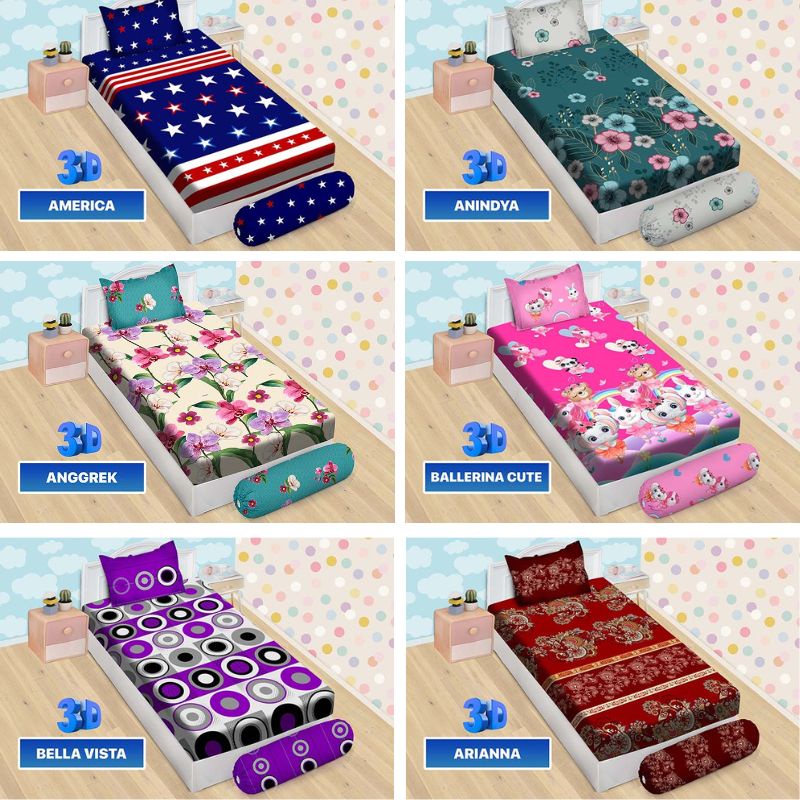 RC Bonita Sprei single bonita Ukuran 120x200 Motif Bunga Minimalis Dan Polos Emboss