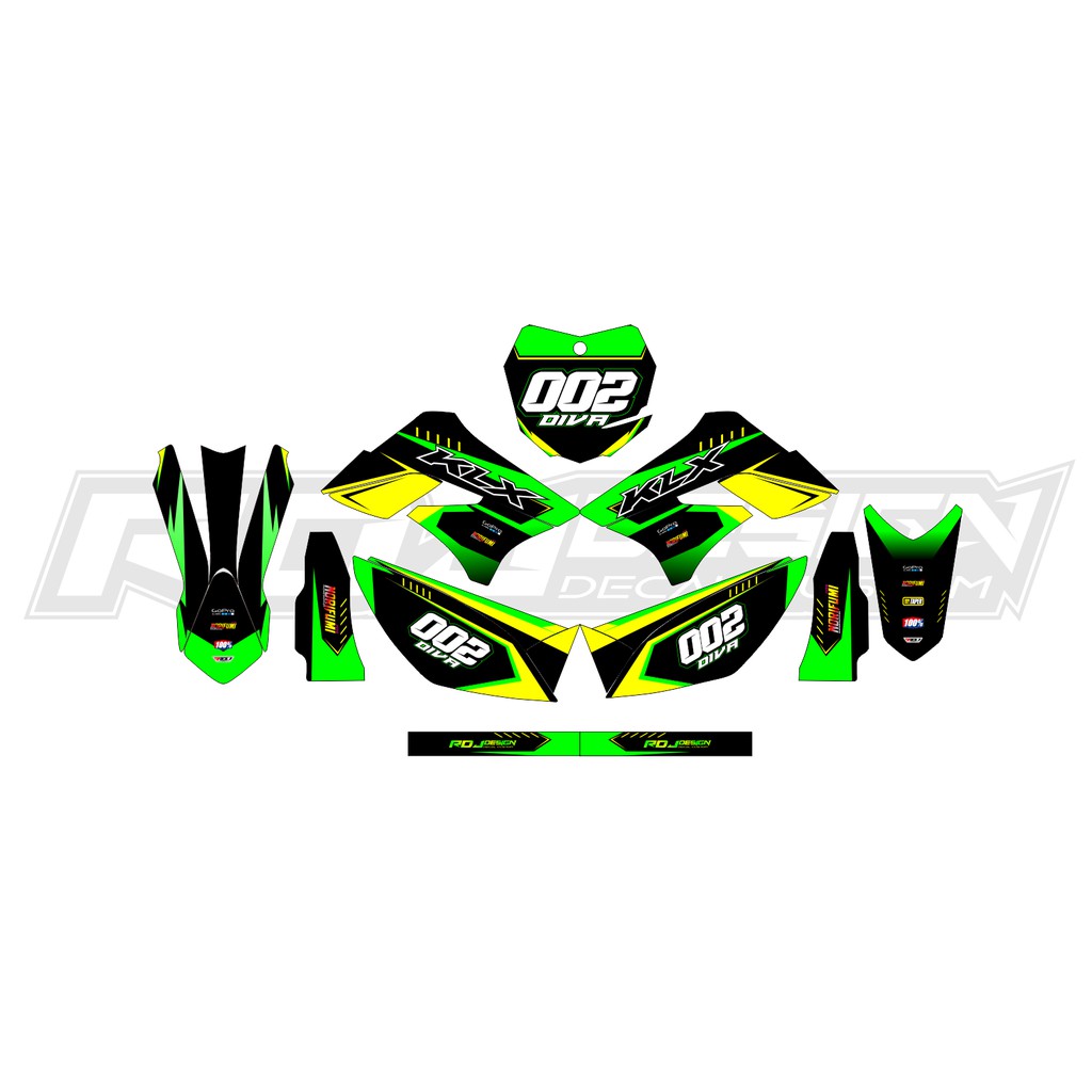 DECAL STICKER KLX/DTRACKER 150 LAMA (015) DEKAL STIKER HITAM MERAH HOLOGRAM