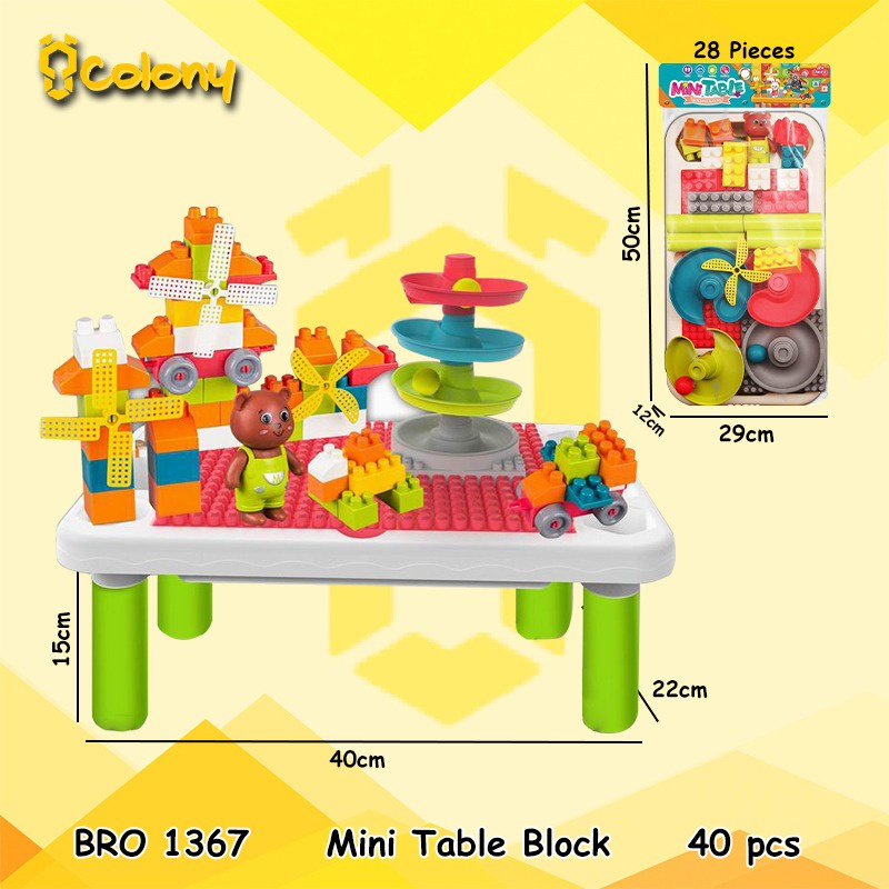 PROMO BRO1367 Kuning Meja Belajar Blok BLock Balok Bricks Tumpuk Besar Jumbo Building Set Mainan Anak Duplo Hobi Koleksi Model Kit COLONY