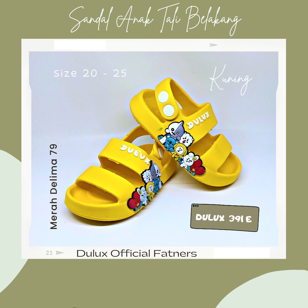 MD 79 - Sandal Anak Perempuan Tali Belakang Dulux 391E Motif Kartun BTS / Dulux Model Baru