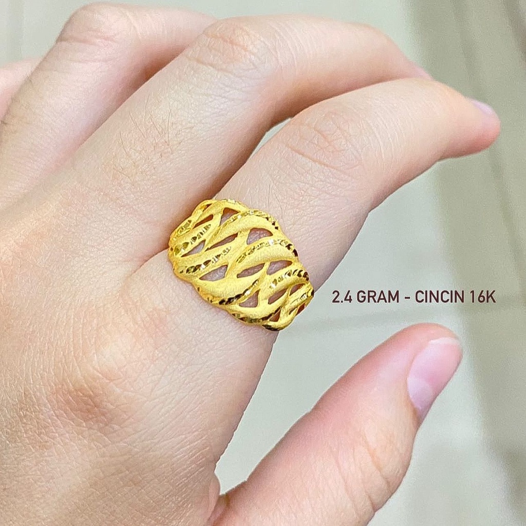 Cincin anak dan dewasa emas asli kadar 700 70 16k doff rante rantai S double holo lebar ukir tanpa permata mas kuning 1 2 gram