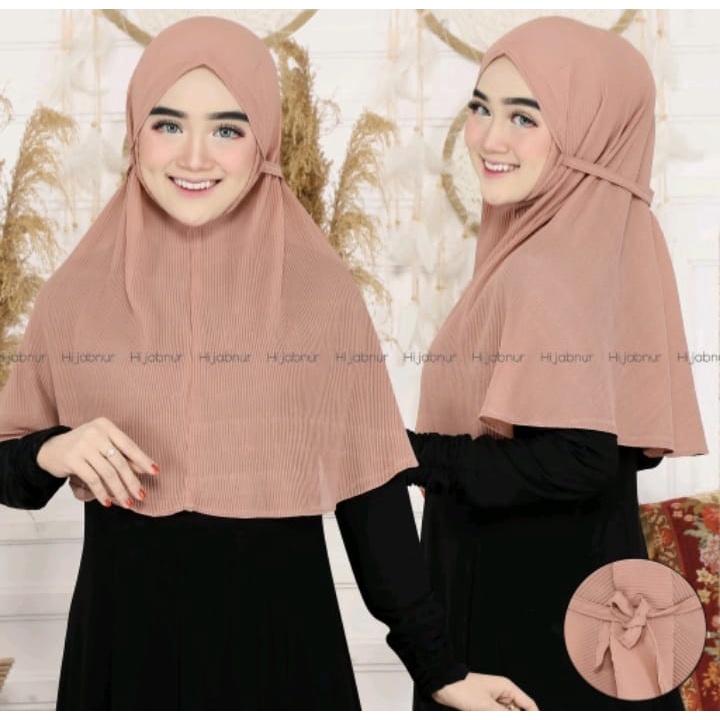 bergo maryam tali plisket/ Kerudung Terbaru 2021 Khimar Syari Ceruty Babydoll Premium Kekinian