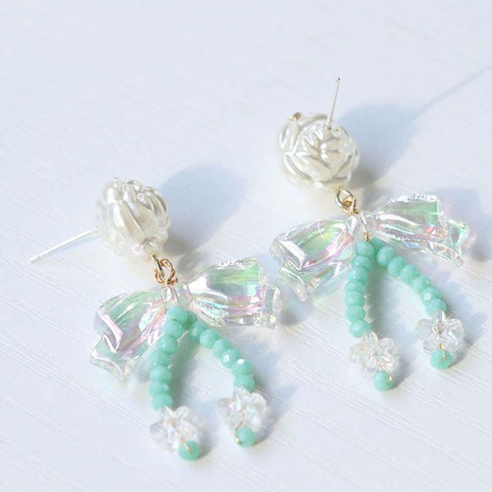 Mxbeauty Anting Wanita Trendi Hadiah Gadis Pesta Pernikahan Perhiasan All-Match Warna Mermaid Erystal Ikatan Simpul Drop Earrings