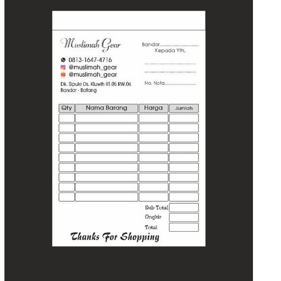 

Big Ramadhan cetak Nota Custom Satuan