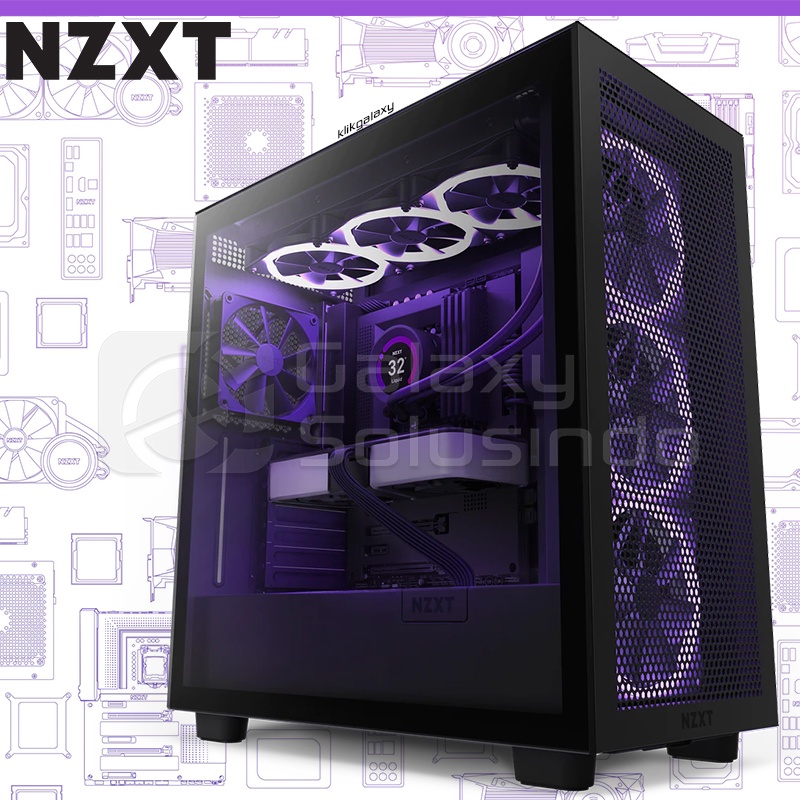 NZXT H7 FLOW Matte Black Tempered Glass Mid Tower Gaming Case