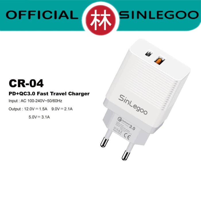 Sinlegoo CR-04 Fast Travel Charger PD-18W &amp; QC 3.0