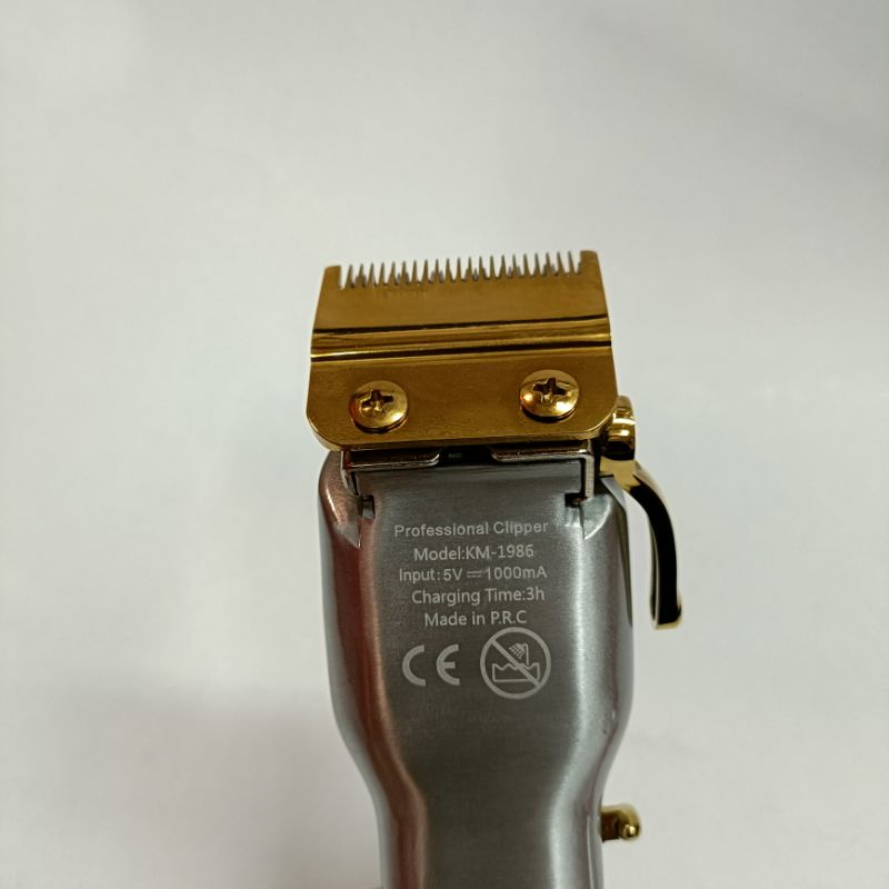 Alat Mesin Cukur Pangkas Rambut Kemei Km 1986 Hair Cliper Recharger Gold