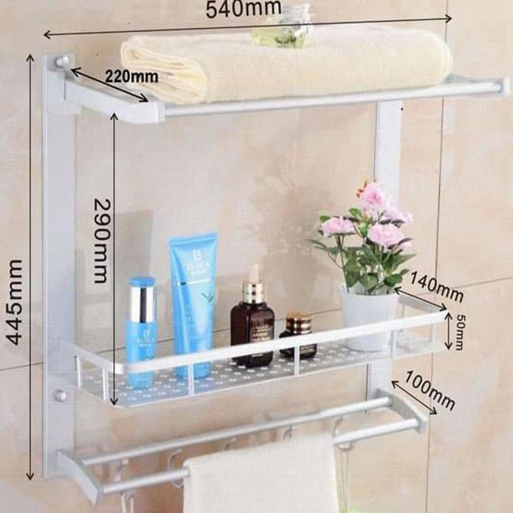 Rak Dinding 3 Susun Serbaguna Rak Toilet Handuk Dinding Alumunium / Rak Gantung Kamar Mandi
