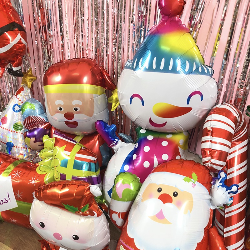 Balon Foil Desain Snowman Santa Claus Elk Untuk Dekorasi Natal