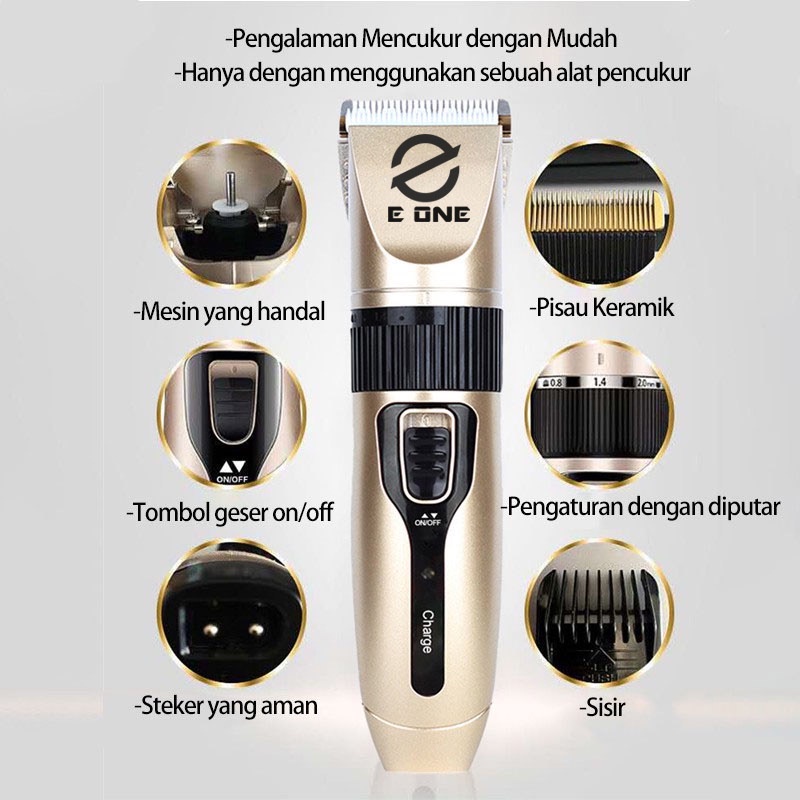 E ONE alat Cukur Rambut Cordless Professional Hair Clipper