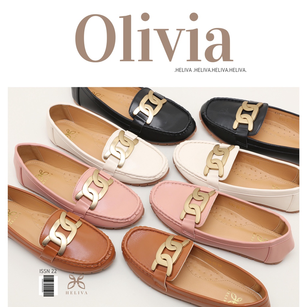 HELIVA OLIVIA Slip On Loafers Shoes Chain Bahan Kulit 1788-20 Original Brand