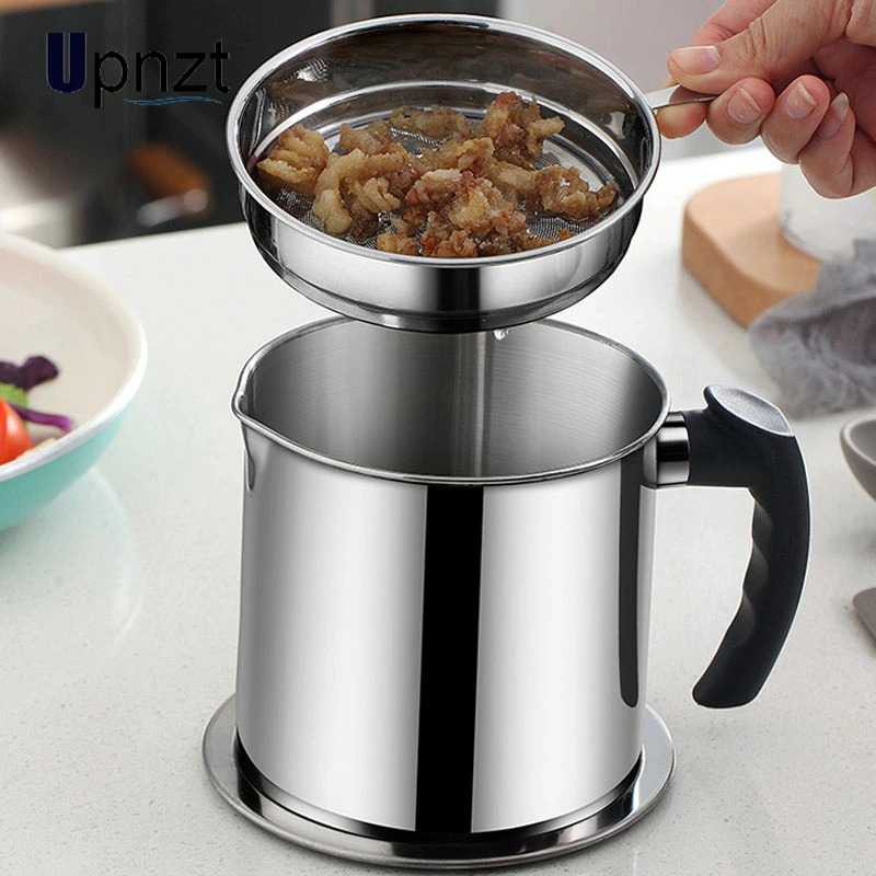 Panci Saringan Minyak Oil Strainer Pot Stainless Steel 1.3L Penyaringan Kotoran Tepung Gula Halus Jernih Multifungsi