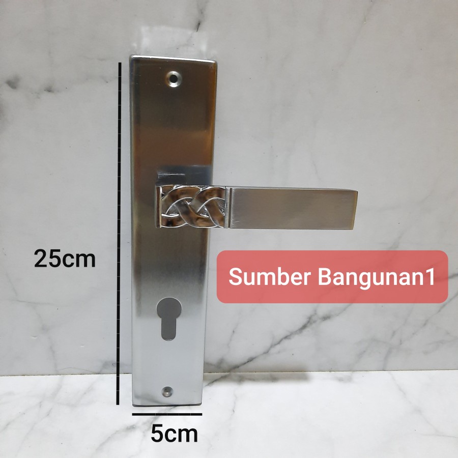 Handle pintu besar panjang putih gagang kunci silver minimalis VIVA