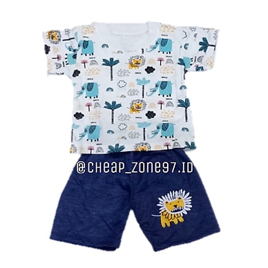 Baju Bayi Baru Lahir Lengan Pendek Setelan Laki-laki Karakter 0-1 Tahun Bahan Katun Lembut