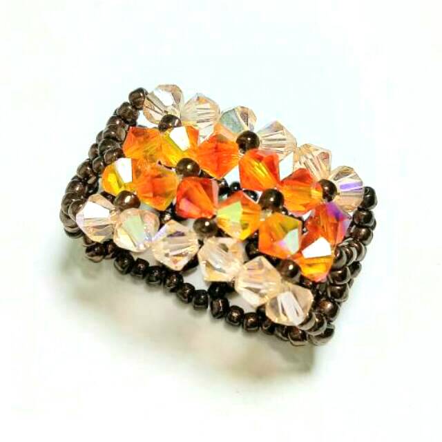 Handmade Cincin orange swarovski (orange translucent swarovski crystals ring)