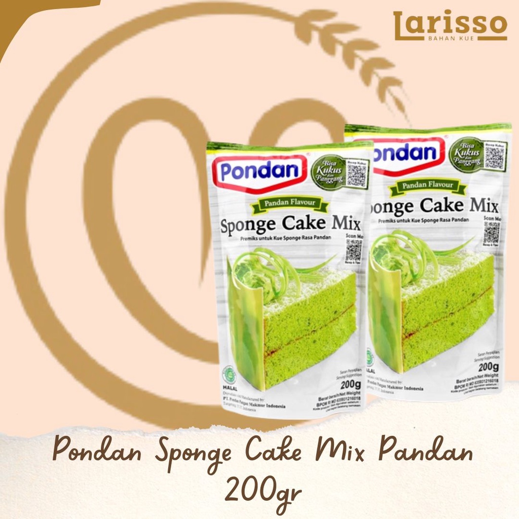 

PONDAN SPONGE CAKE MIX PANDAN FLAVOUR PREMIKS KUE RASA PANDAN 200GR POUCH