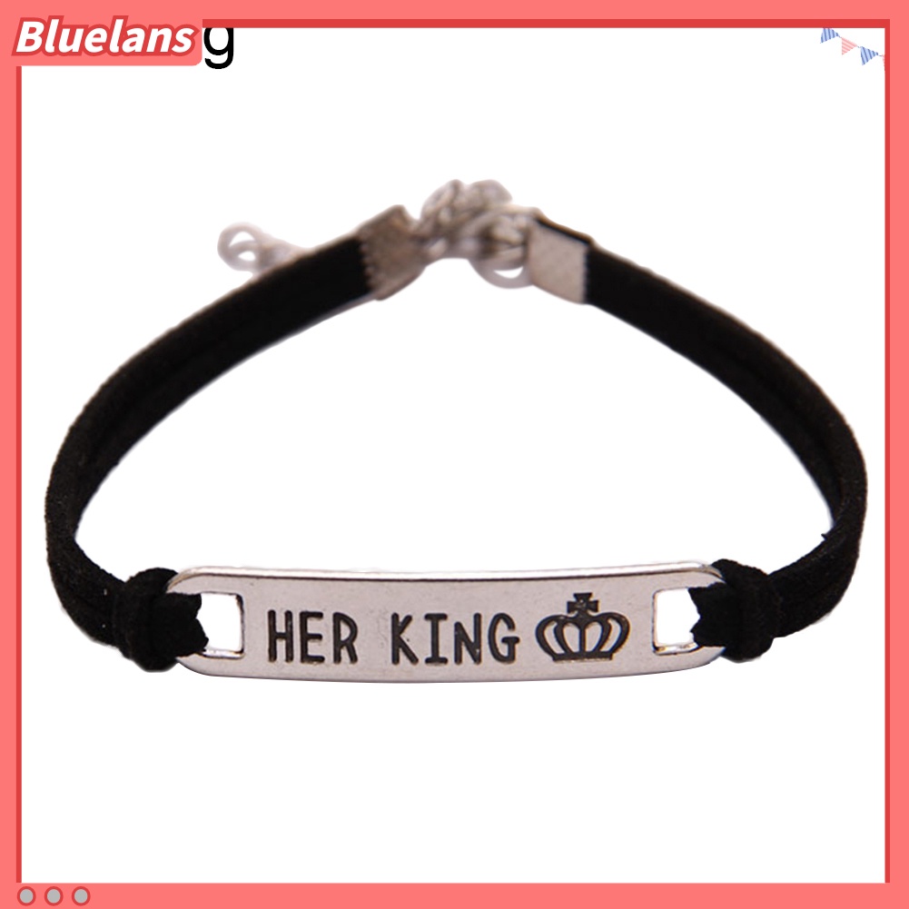 Bluelans Fashion His Queen Her King Couple Bracelet Matching Bangles Lovers Jewelry Gift