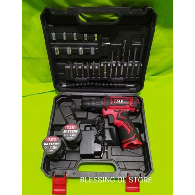 Mesin bor cas jld 12v merah set