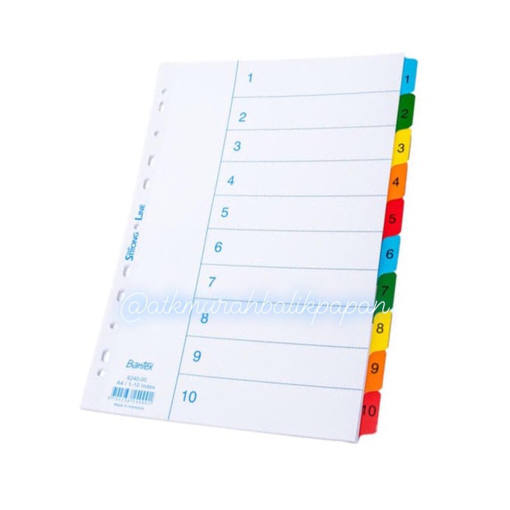 

Index (Divider) Bantex 6240 A4 Size (10 Pages) (1 -10) Index.