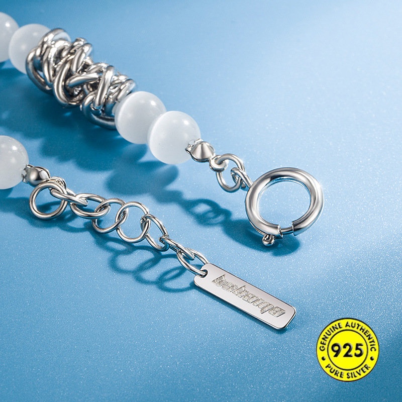 Gelang Opal Bahan S925 Silver Tahan Air Gaya Hip Hop Untuk Unisex U1002