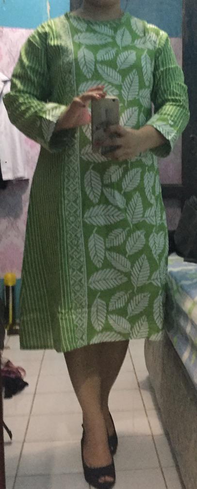 Tunik Daun Salur Pastel Atasan Baju Batik Wanita Kerja Warna  Soft