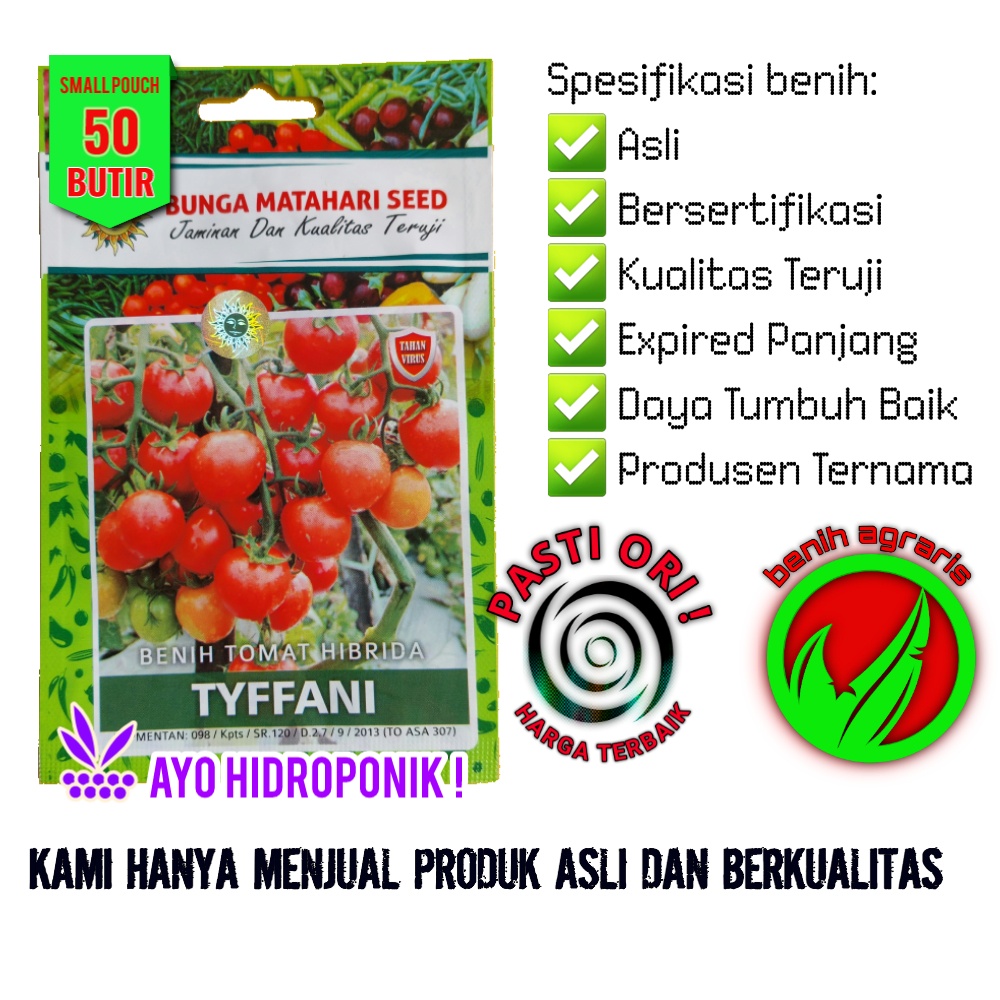 Benih Tomat Hidroponik Tyffani 50 butir Cap Bunga Matahari