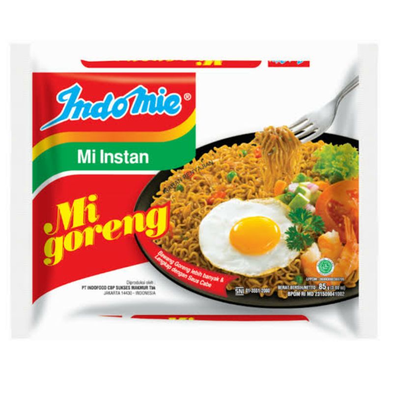

Indomie Mie instan Goreng / Indomie Soto / Indomie Kaldu Ayam / Indomie Ayam Spesial