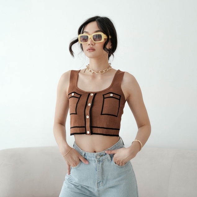 [TAVIA] CHANEL TOP / ATASAN WANITA / TOP KOREA / CROP TOP WANITA