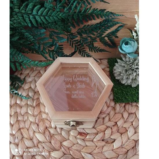 Koleksi Terbaru.. KOTAK CINCIN  || RING BOX ||  KOTAK KAYU Jati Belanda  || CINCIN TUNANGAN  || HEXA