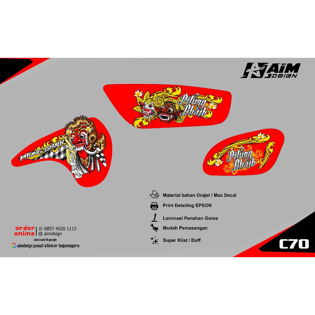 Decal Striping Honda C70 14 Barong kecil desain custom