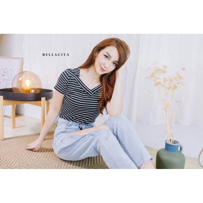 GOMERCLOTHING | BELLACITA STRIPE TEE AF-12 / KAOS WANITA SALUR