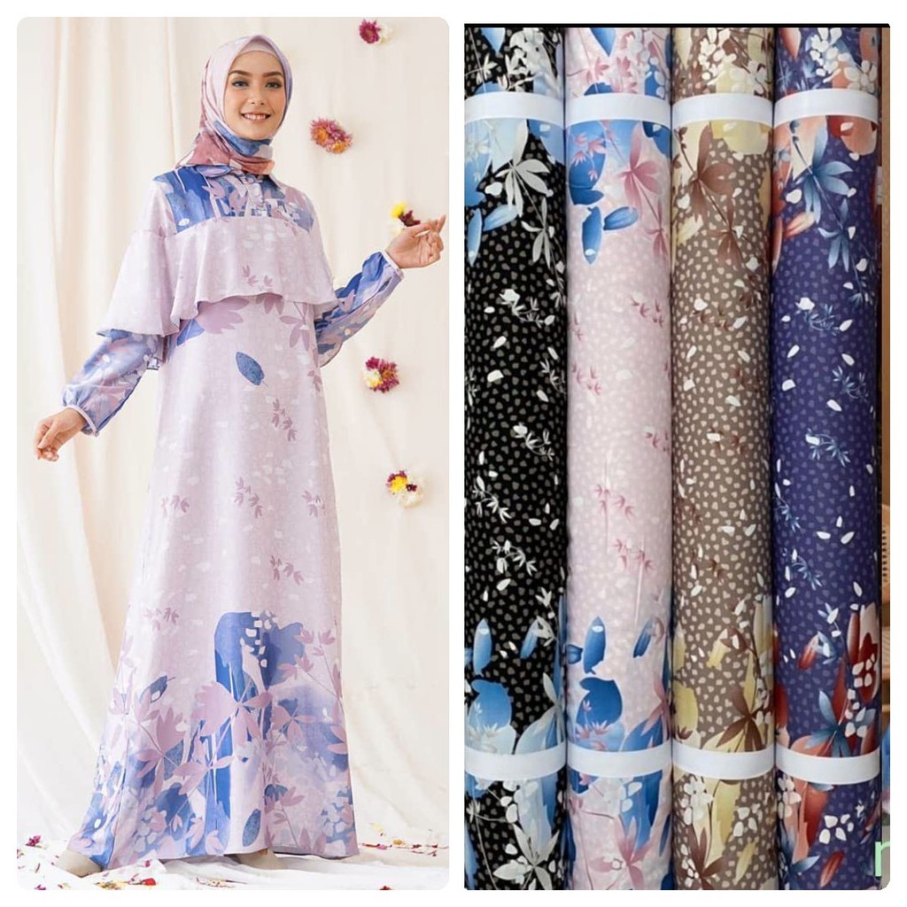 Kain Maxmara Silk Motif Bunga Khadijah harga per setengah meter