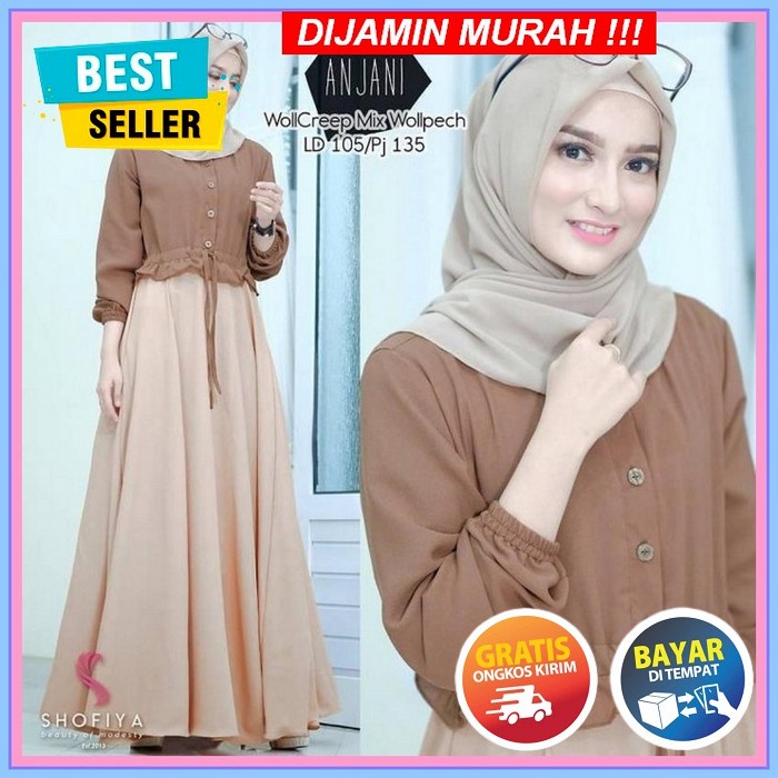Gamis 2 In 1 Kode Ch1 Rompi Lepas Bahan Voxy Bawah Mayung Motif Bunga/Gamis Baju Syar I Terbaru Gami