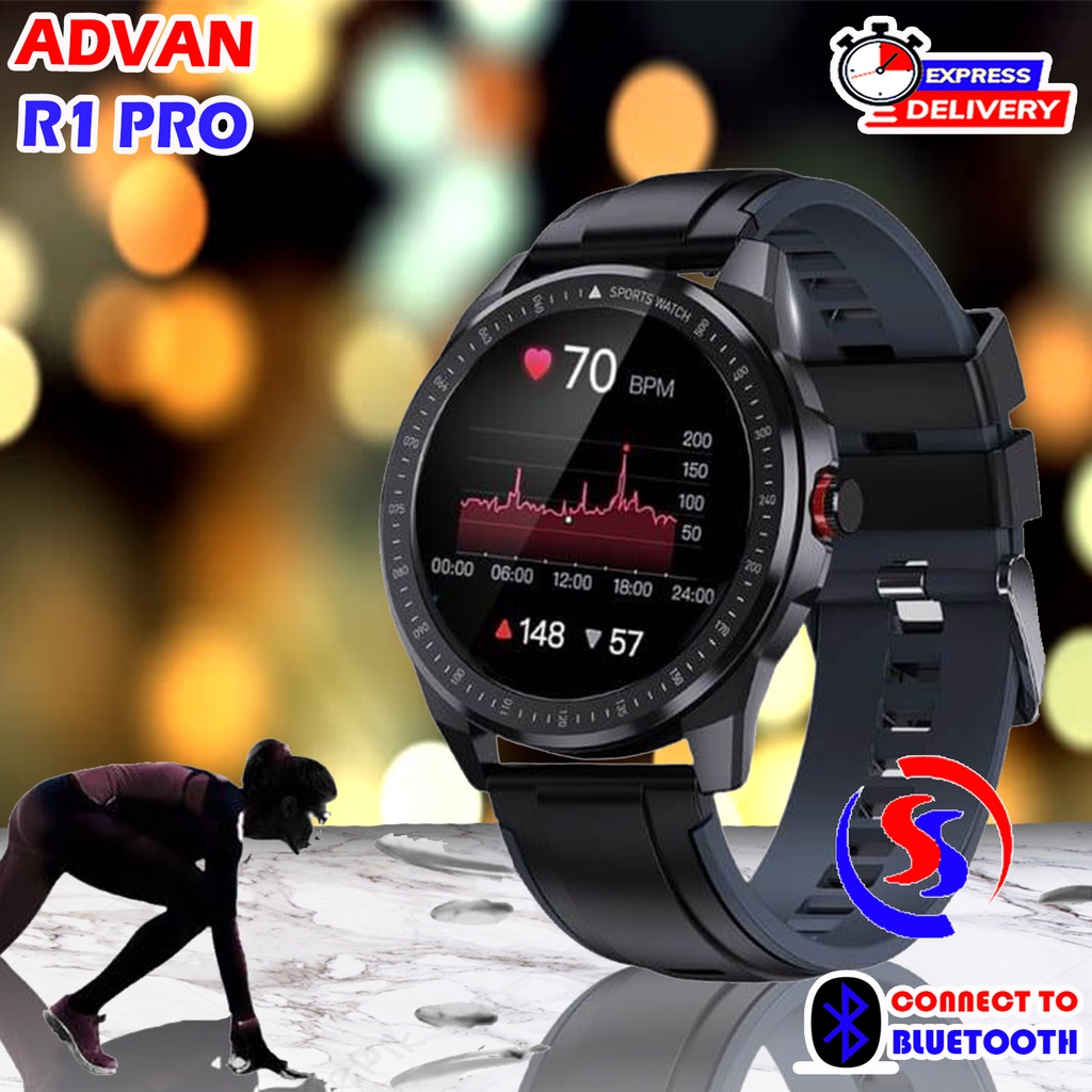 JAM TANGAN SMARTWATCH ADVAN START GO R1 PRO 1,3 INCI - PEMANTAU SpO2 24 Jam - BLOOD OXYGEN - HITAM