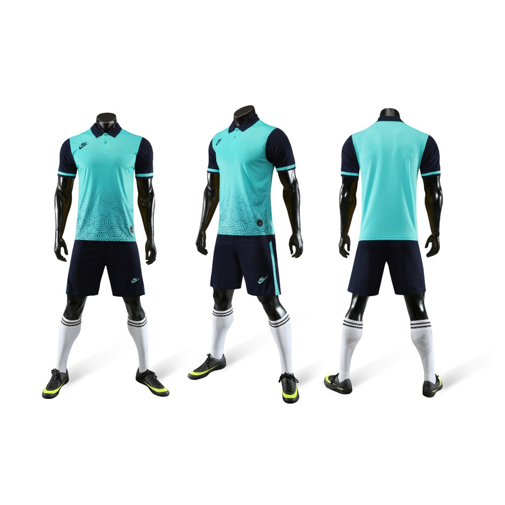 NK CNY PAKET SETELAN JERSEY FUTSAL SEPAKBOLA GRADE ORI IMPORT NIKE KERAH BIRU TOSCA