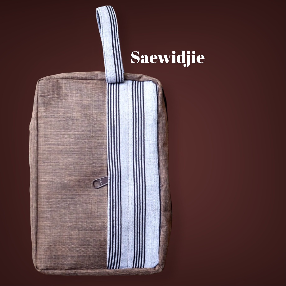 Dompet lurik / Clutch bag pria / handbag / Pouch lurik abu garis hitam