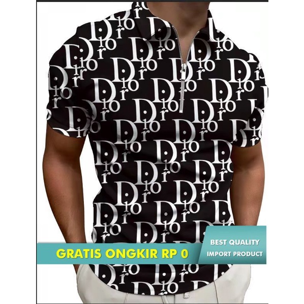 Kaos Polo    Pria  Zipper Kasual Hitam Panjang  Slim Priayesuaikan Polo Shirt Pria Import