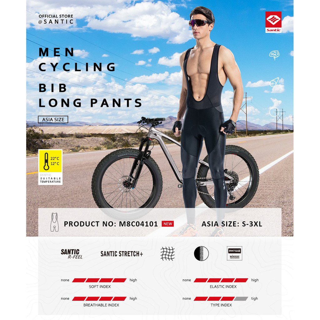 SALE Celana Sepeda BIB panjang Santic - Santic BIB Cycling Long Pant M8C04101