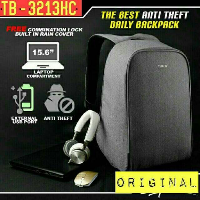 Tas Gadget Ransel Laptop 15.6 Inch Bagpack Anti Thetf Tigernu Original