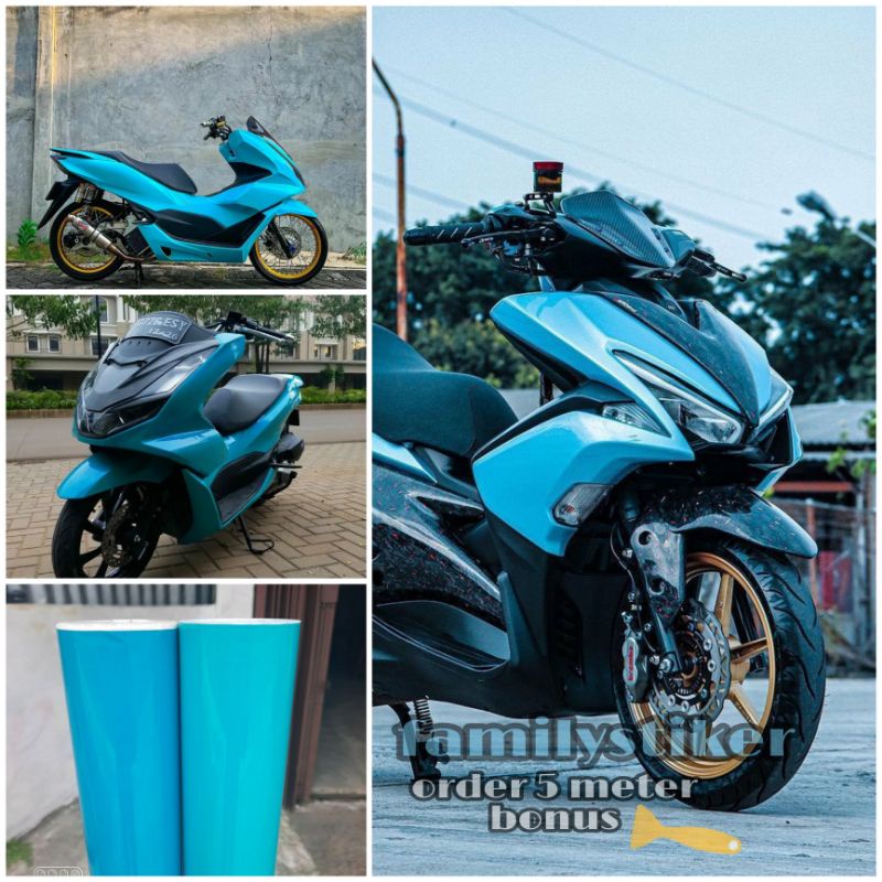 stiker motor biru tosca Skotlet sticker tosca glosy Sekotlet Motor Warna biru glosy