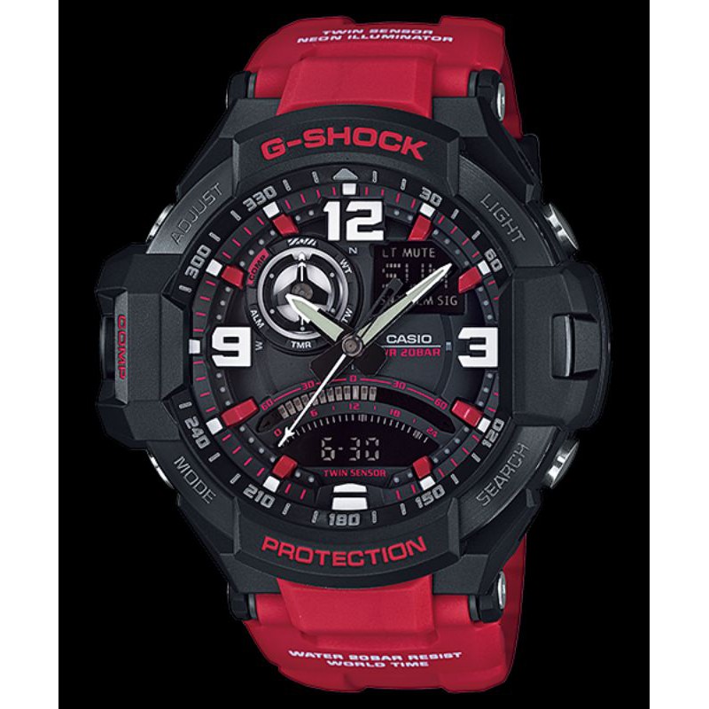 Jam Tangan Pria Merk G Shock Type GA-1000 Red Original Bm Baterai Free Box Set