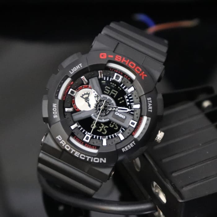 JAM TANGAN PRIA / COWOK G-SHOCK GS GA 110 BLACK LIST WHITE RED