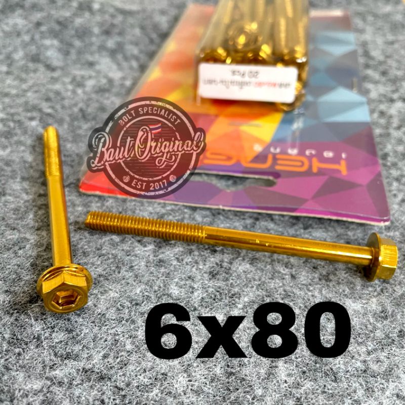 baut probolt 2kunci 2 kunci stainless 6x80 drat 10 panjang 8 cm original heng thailand gold