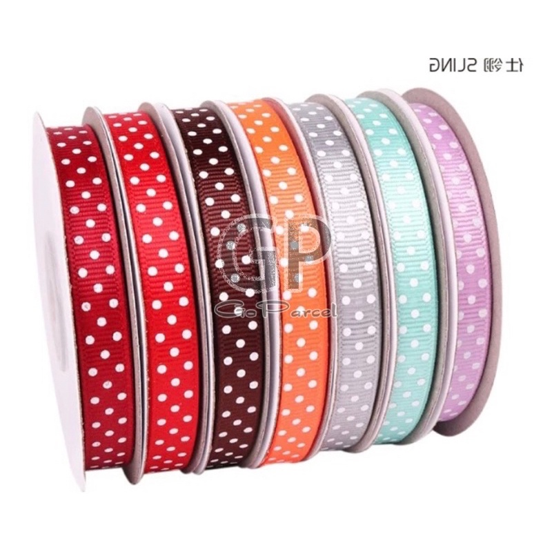 ( 3 Meter ) PITA GROS GRAIN POLKADOT RIBBON - PITA GROSSGRAIN BESAR 0.5 INCH / 1.25 CM / 1/2 IN ONDE DOTS / HIASAN KADO / PARCEL