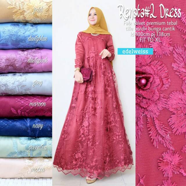 Renata 2 Dress Ori By Edelweiss | Gamis Syari | Gamis Kekinian | Gamis Busui | Maxy Dress