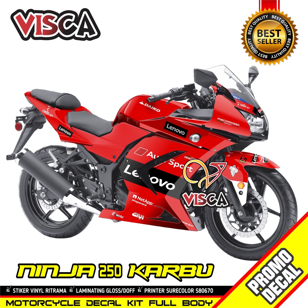 Stiker Ninja 250cc Karbu Decal Ninja 250 Karbu Dekal Ninja 250 Striping Ninja 250 karbu Stiker Ninja
